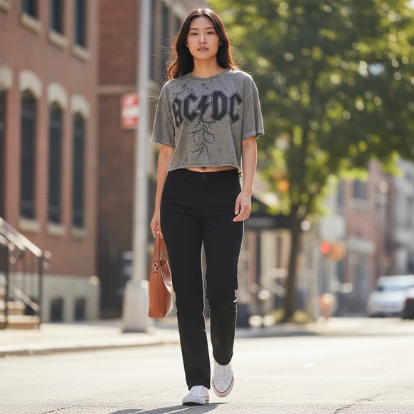 AC/DC | Tops | Acdc Gray Crop Top | Poshmark